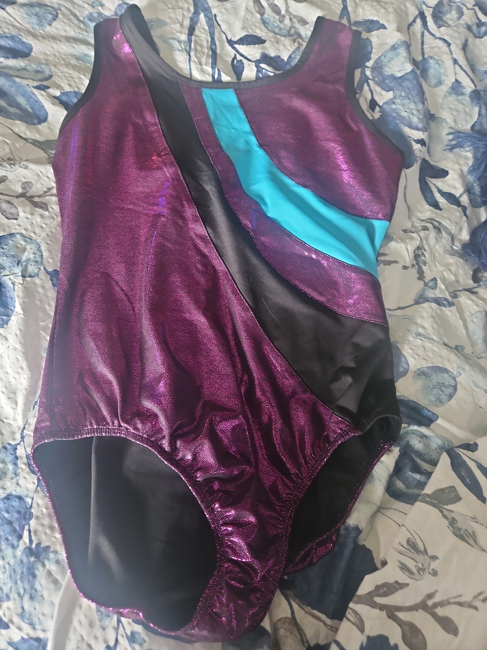 Danskin Now Metallic Purple and Teal Girls Dance Leotard